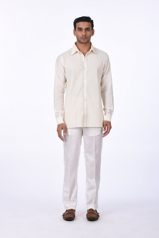 Ivory Textured Men's Formal Shirt