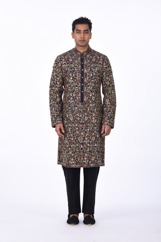 Navy Blue Embroidered Kurta