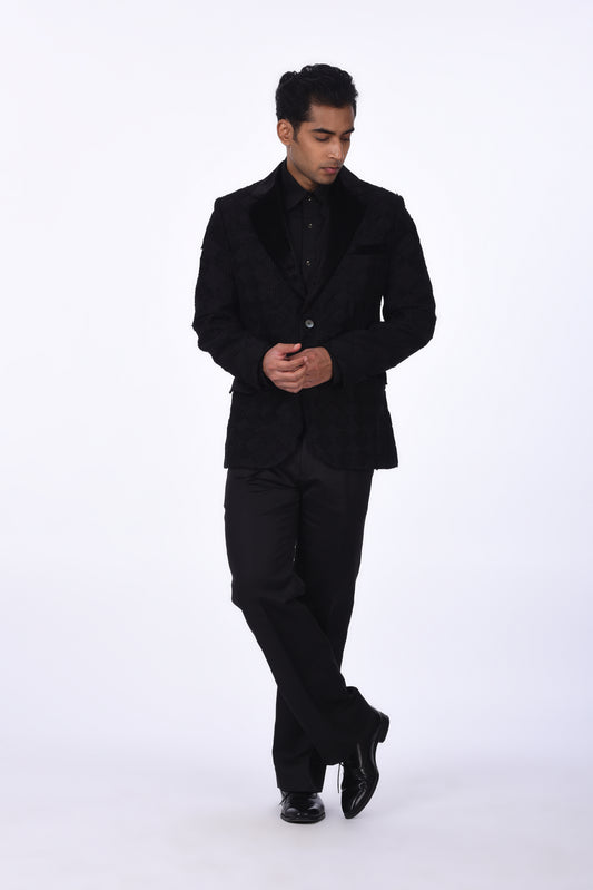Black Jacquard Formal Blazer