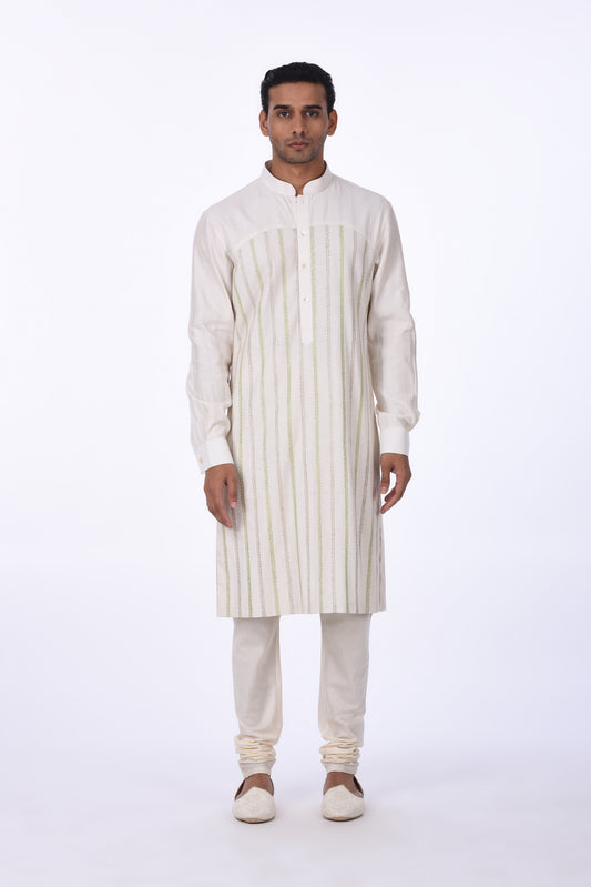 Ivory Pinstripe Kurta Pajama
